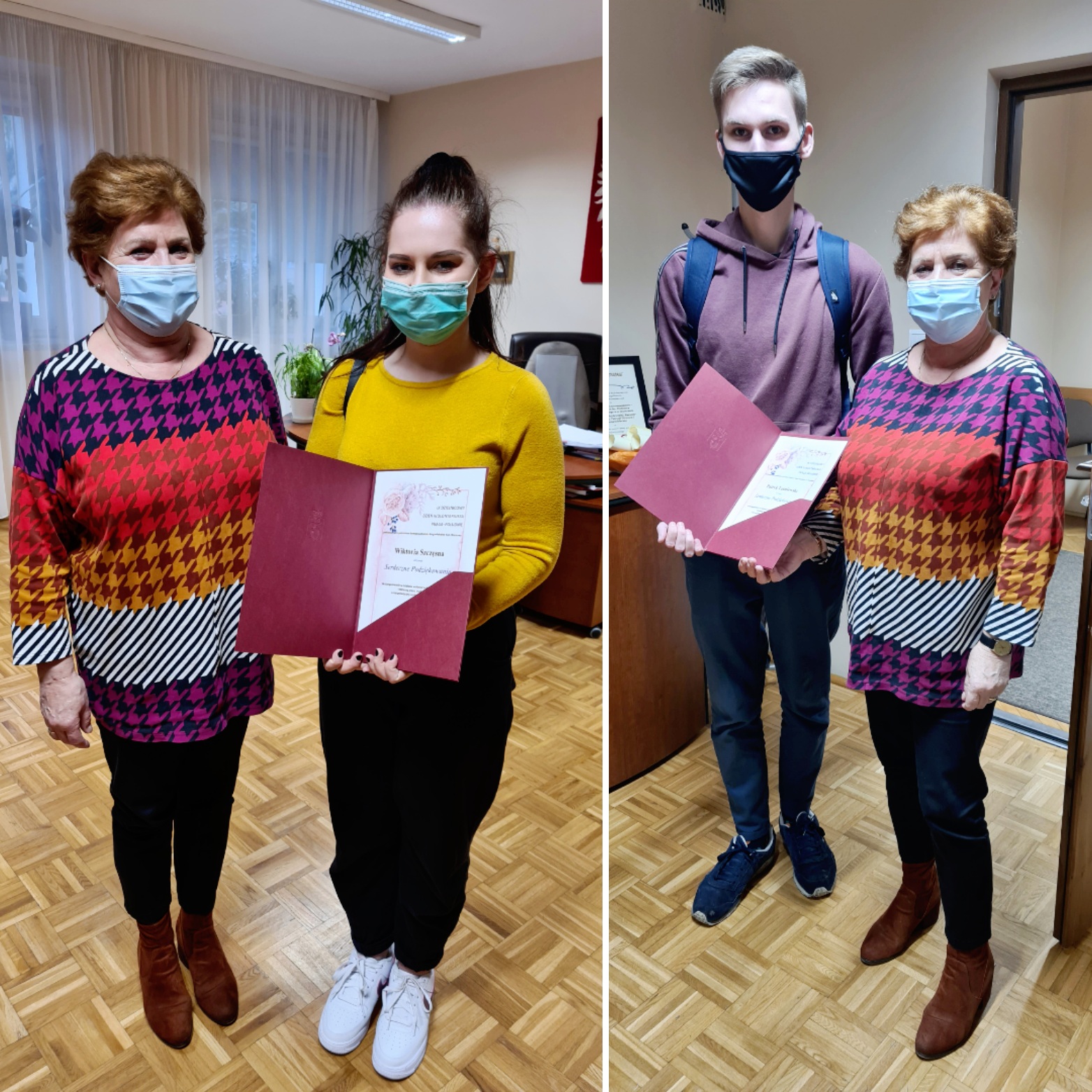 Zdjęcie przedstawia laureatów konkursu  wraz z dyrektor szkoły Panią Anną Chylińską.