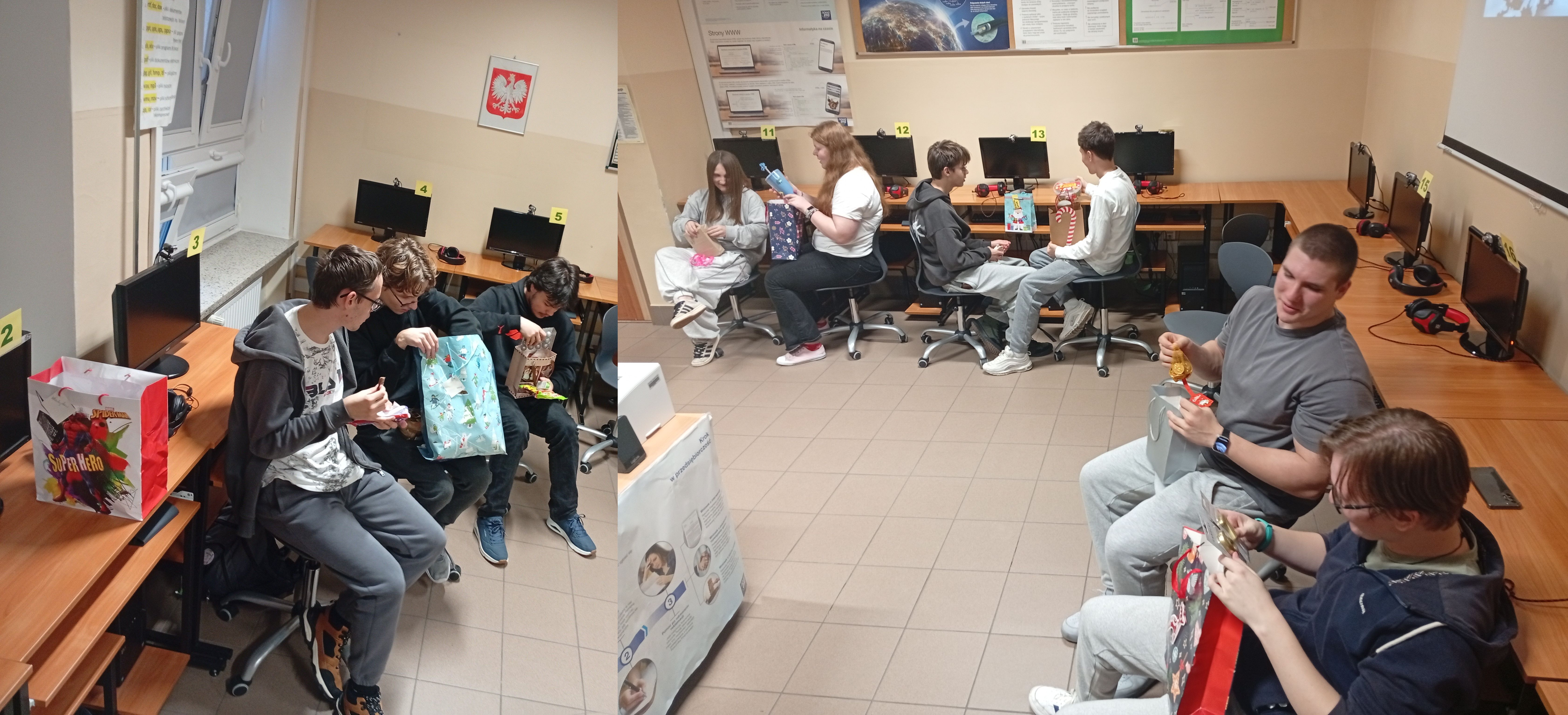 uczniowie podczas mikołajek