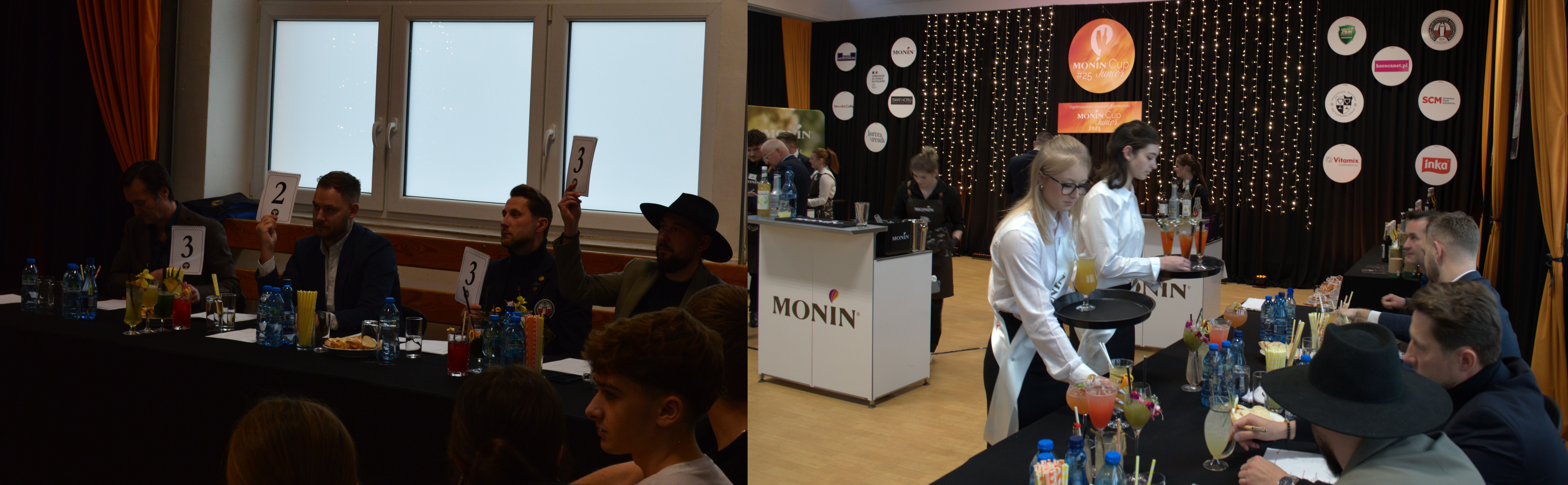 jury i hostessy przynoszące napoje