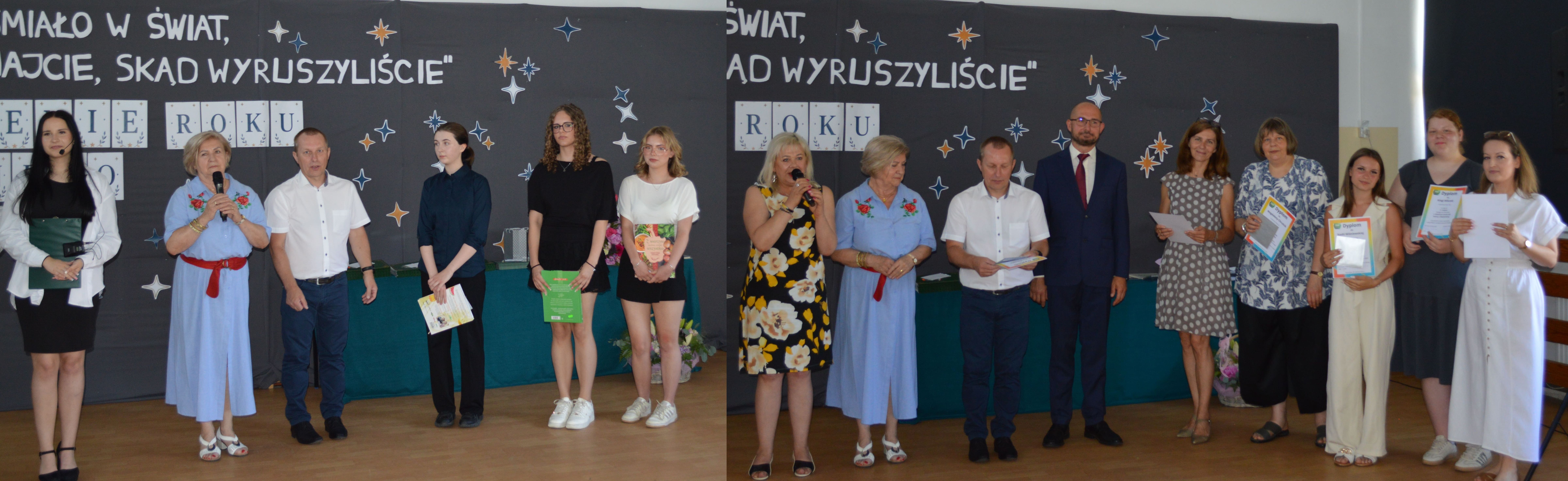 uczniowie nagradzani podczas apelu