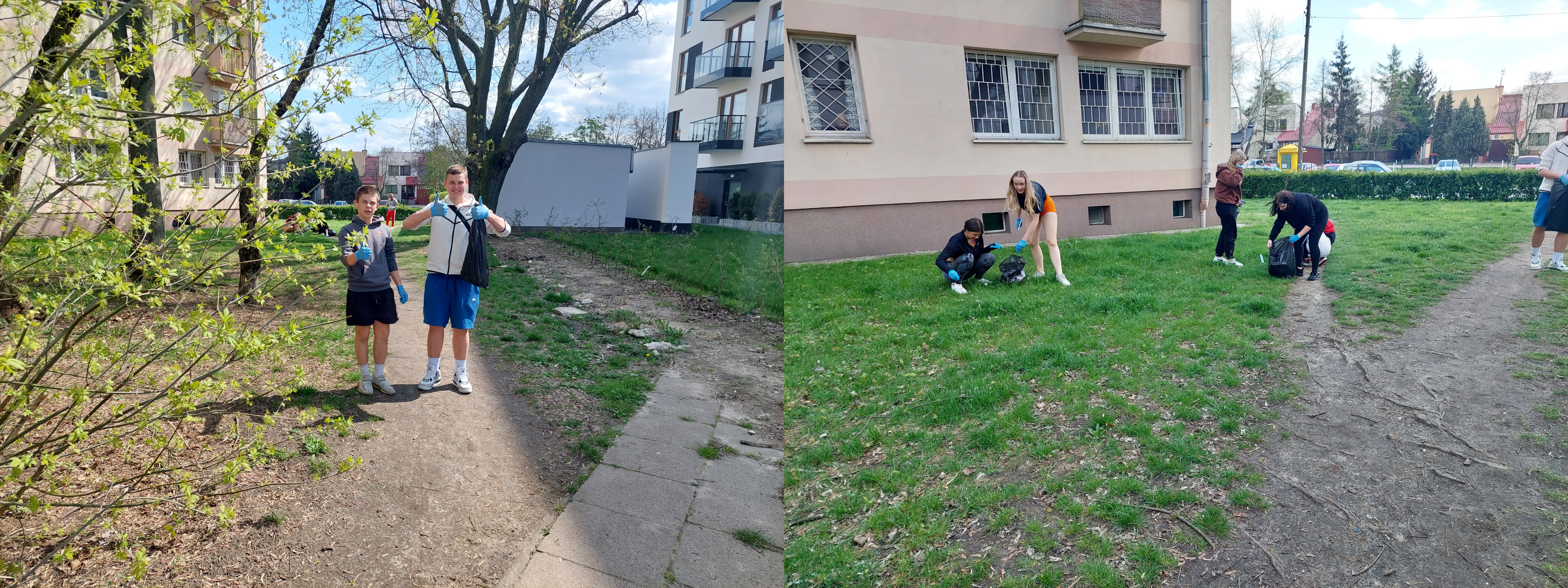 uczniowie podczas akcji sprzątania