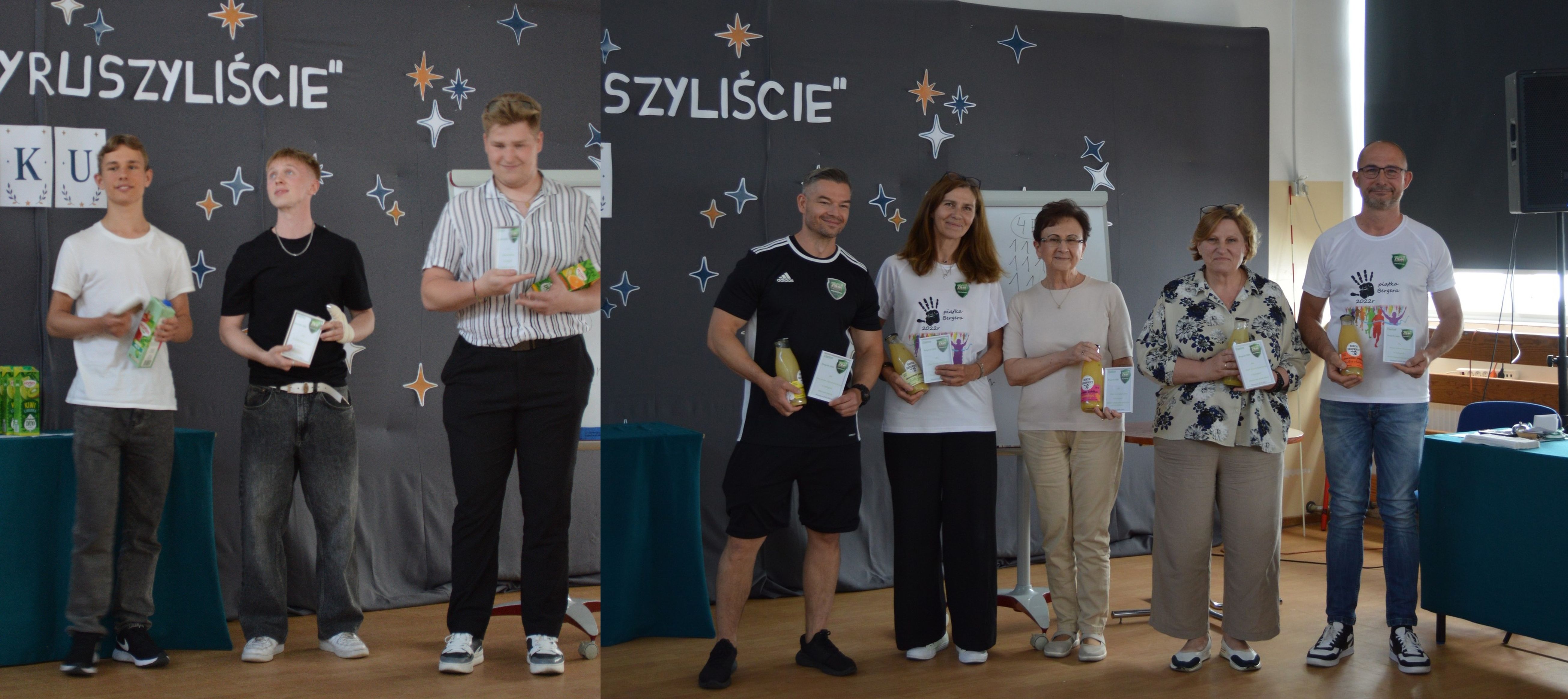 uczniowie i nauczyciele, kt&oacute;rzy wygrali konkurs