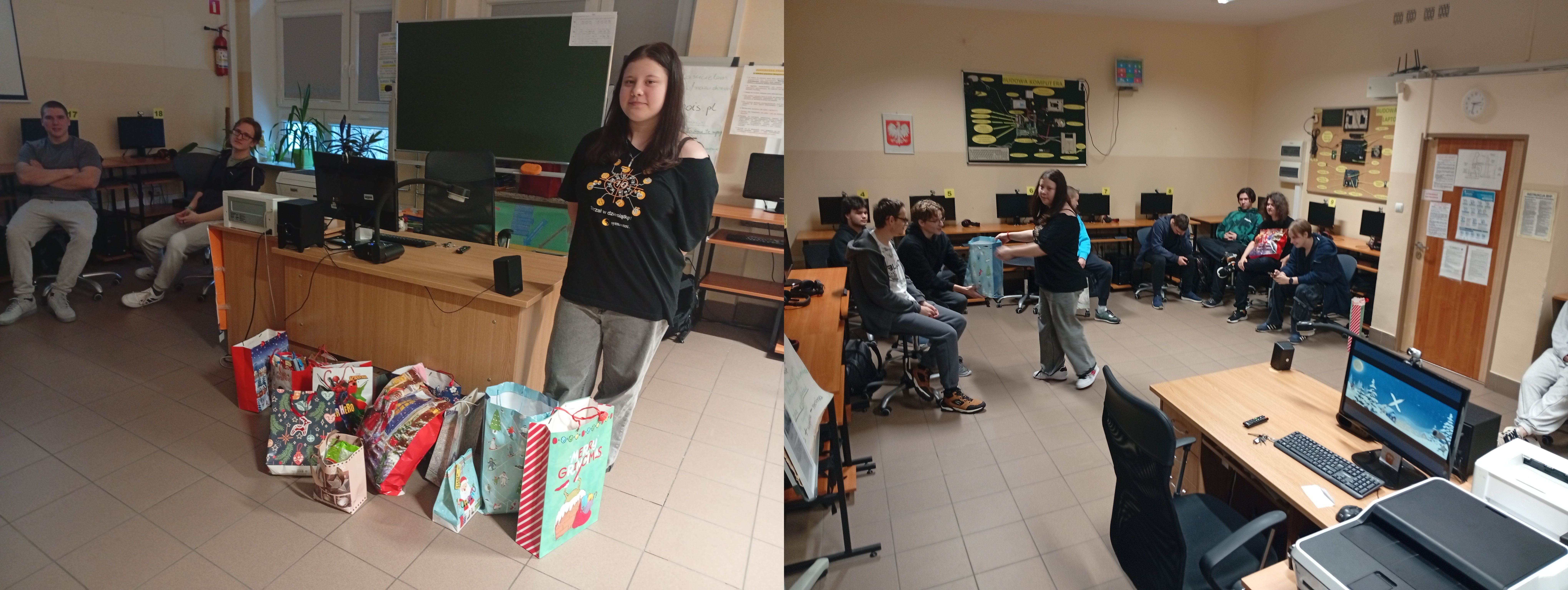 uczniowie podczas mikołajek