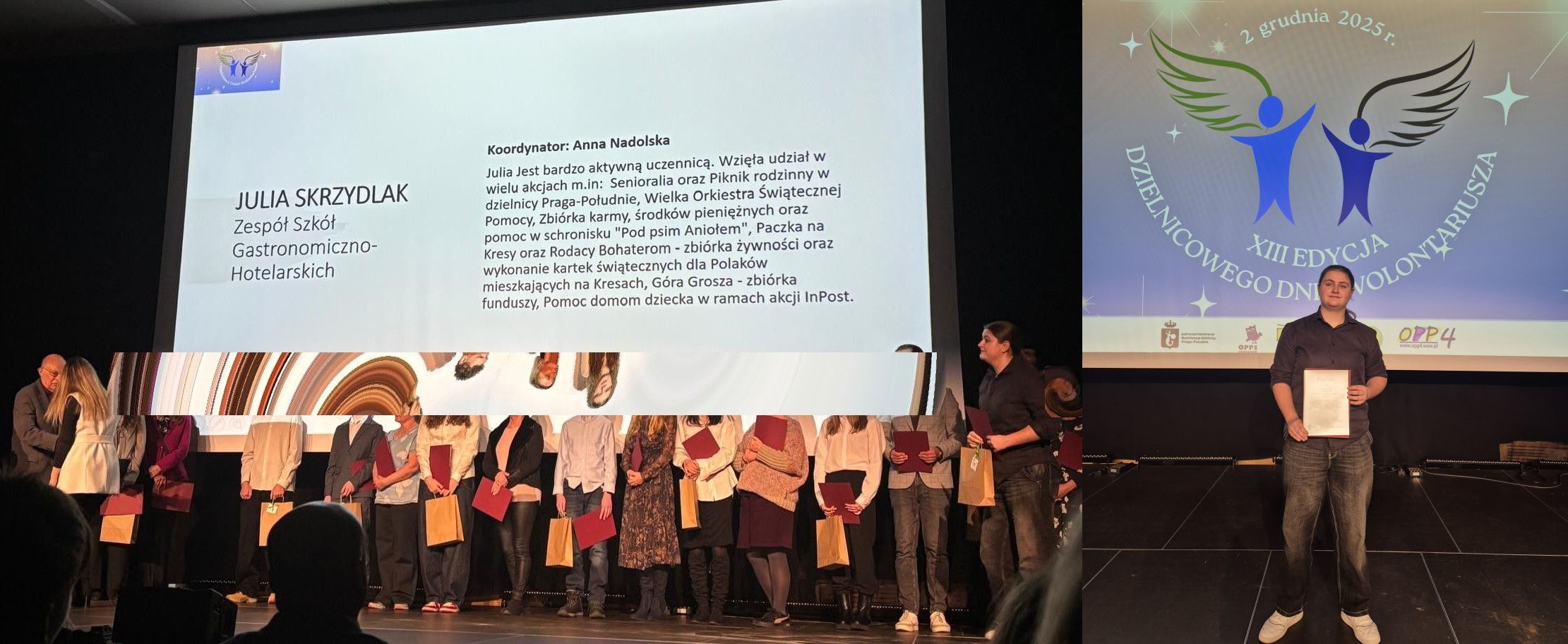 opiekun i uczennica z nagrodą