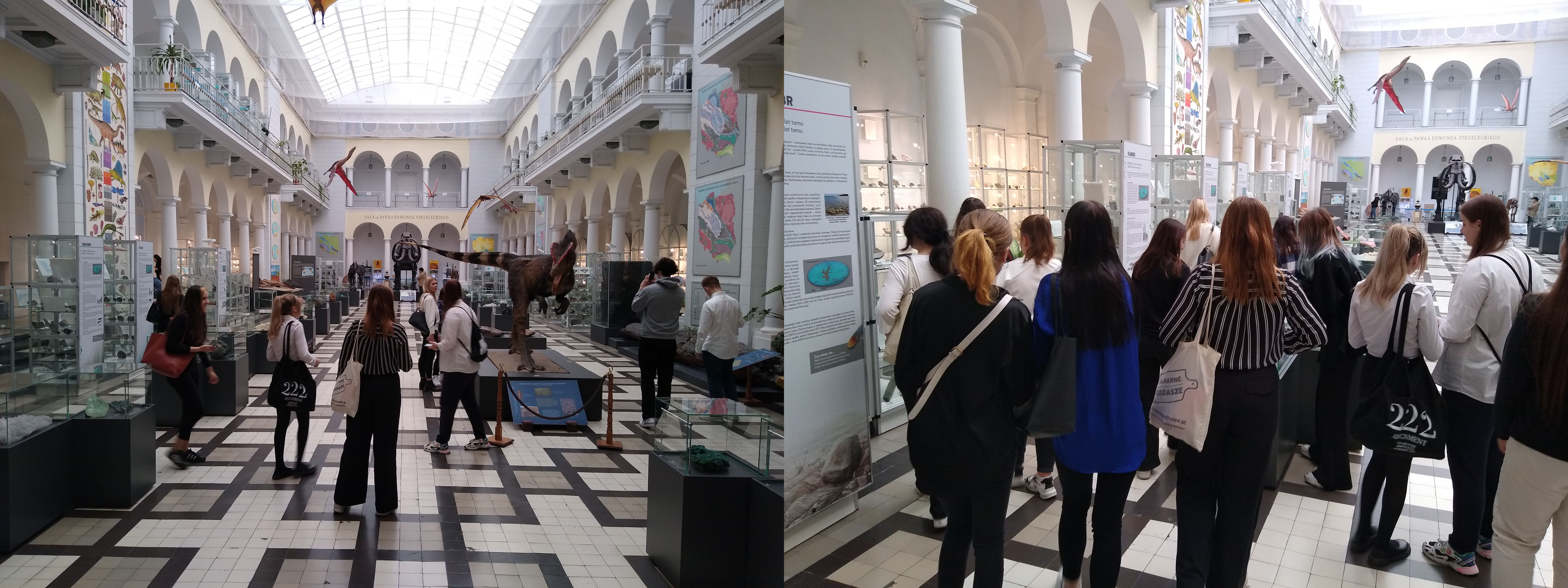 uczniowie w muzeum geologicznym