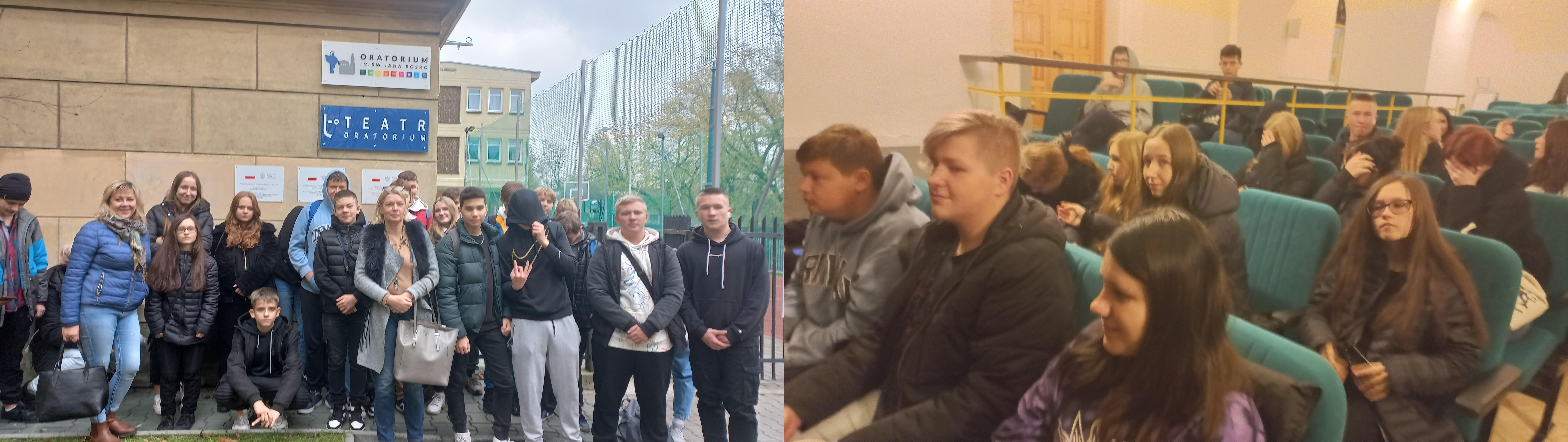 uczniowie podczas wizyty na spektaklu