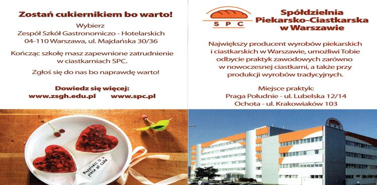 Ulotka Spółdzielni Piekarsko Ciastkarskiej